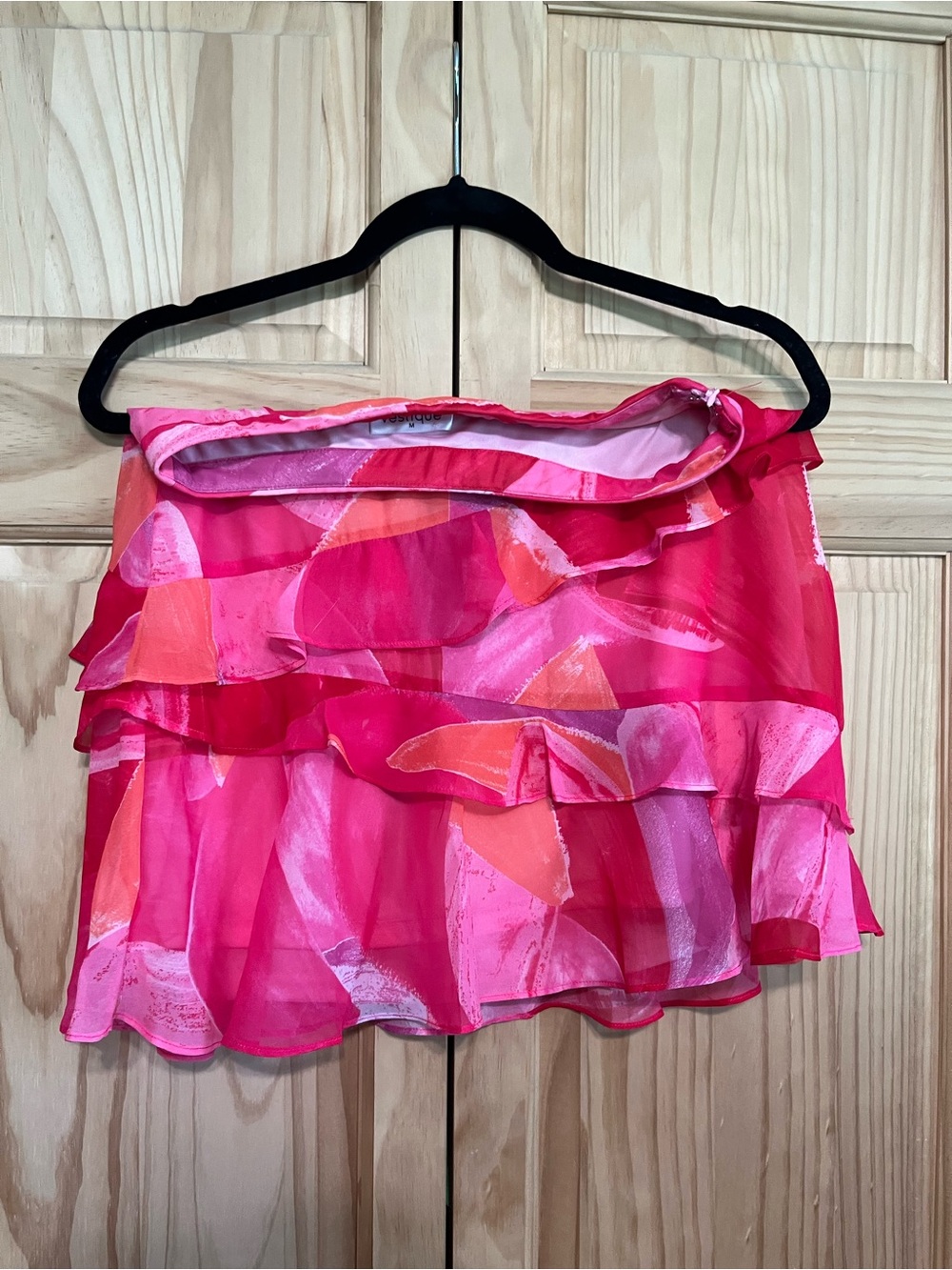 Vestique Pink and Orange Mini Skirt